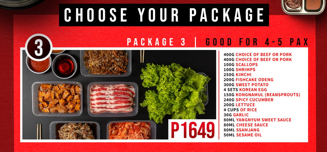 Package 3 (Good for 4-5pax)